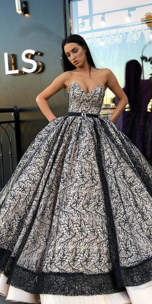  black and white wedding dresses ball gown sweetheart neckline liastublla official