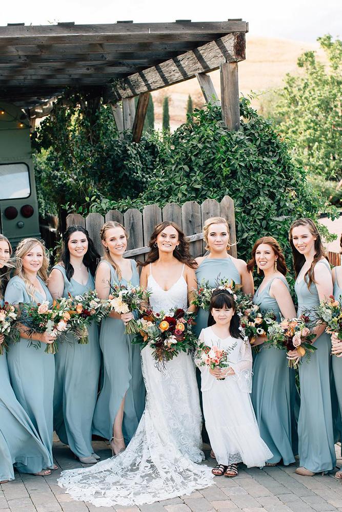 blue bridesmaid dresses long simple country boho annaperevertaylo