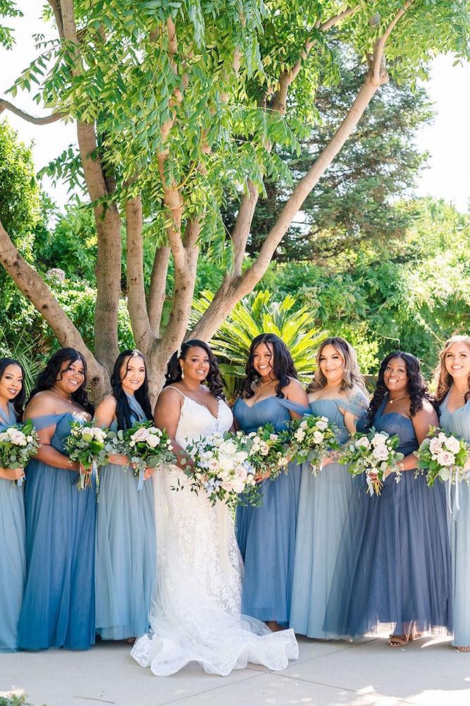 Shades of shop blue bridesmaids