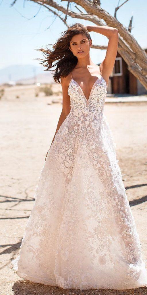 milla nova wedding dresses 2019 for beach a line with spaghetti straps lace floral