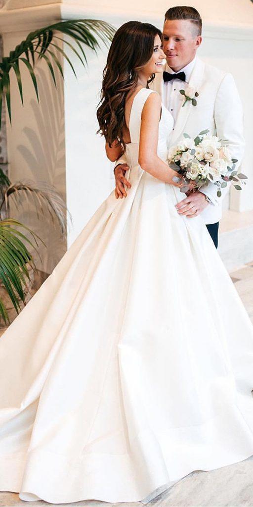 satin wedding dresses simple ball gown sleveless ivory anne barge