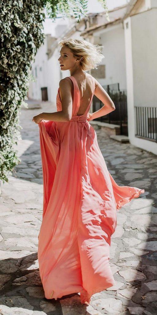 wedding guest designer dresses long open back beach kaoashop