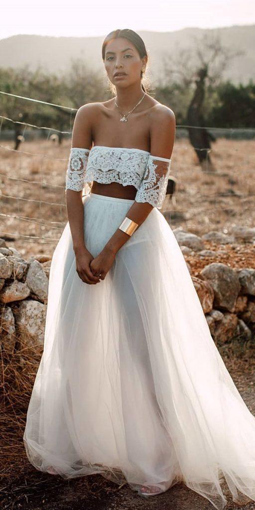 beach wedding dresses straight neckline with detached sleeves lace top ritualunions