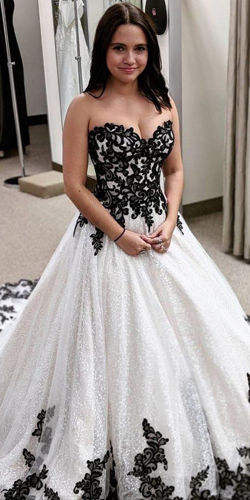 black and white wedding dresses a line sweetheart neckline lace maggiesotterodesigns
