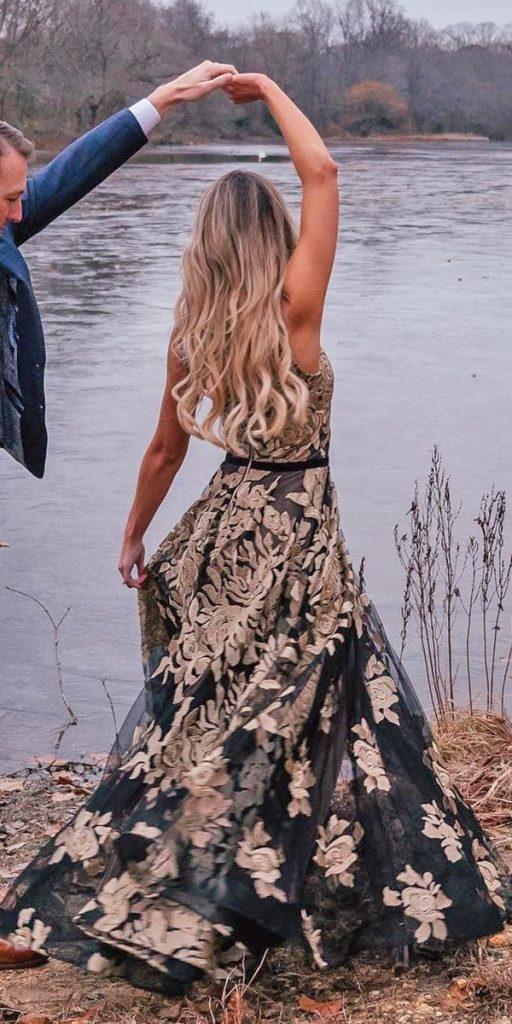 black and white wedding dresses a line with floral embellishment g lombardomedia