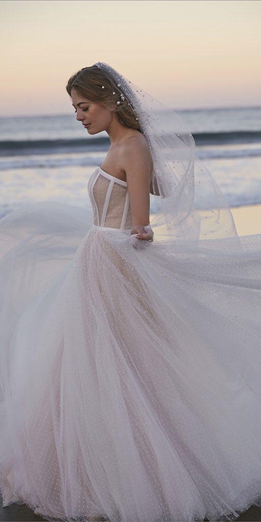 destination wedding dresses a line beach strapless neckline watters