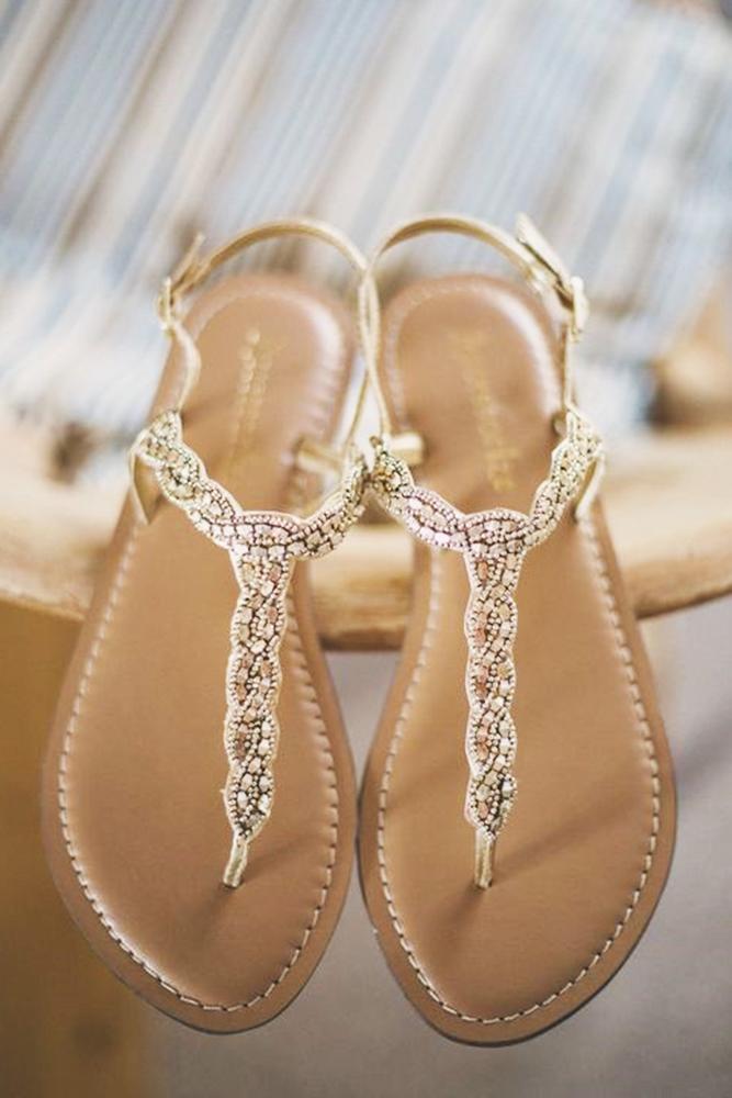 gold flat bridal shoes