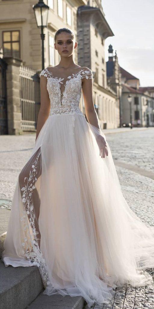 helena kolan wedding dresses 2019 a line with cap sleeves illusion neckline lace floral