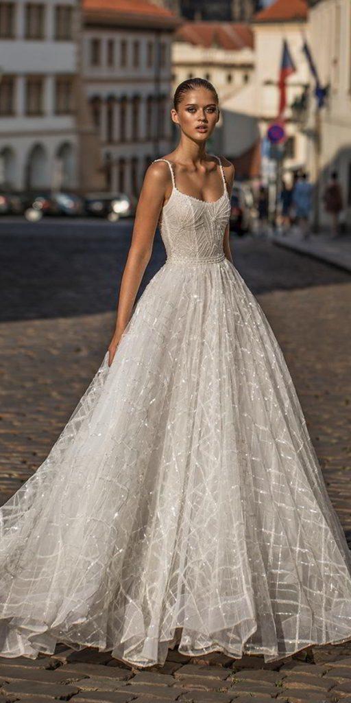 helena kolan wedding dresses 2019 ball gown with spaghetti strap scoop neckline sequins