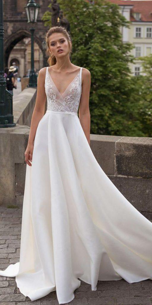 helena kolan wedding dresses 2019 v neckline lace top silk skirt