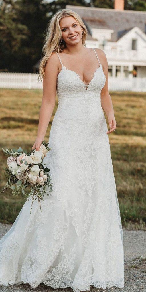lace plus size wedding a line with spaghetti straps sweetheart neckline dresses allure bridals