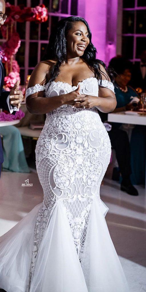 lace plus size wedding dresses mermaid off the shoulder romantic amyanaiz photo