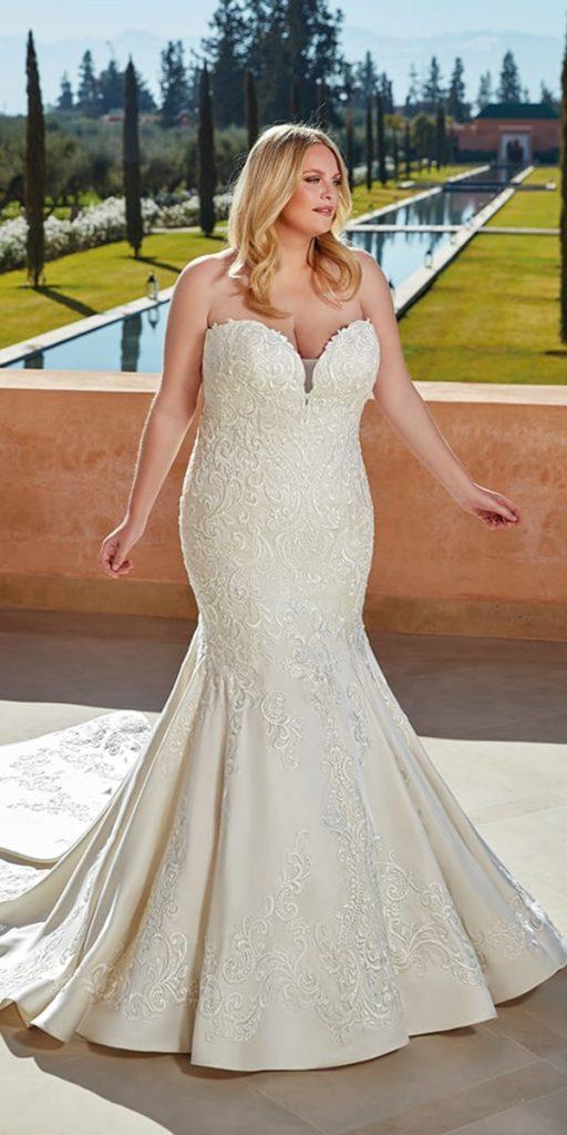 lace plus size wedding dresses sweetheart neckline mermaid strapless eddy k