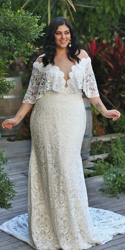 lace plus size wedding dresses vintage sheath off the shoulder studio levana