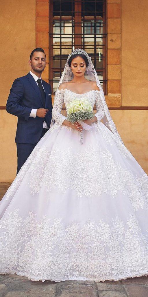 lace wedding dresses with sleeves ball gown off the shoulder sweetheart ahmadyounesphotography
