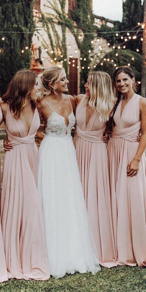 long bridesmaid dresses pastel pink mismatched juliaandgil