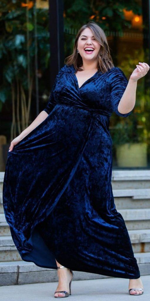 mother of the groom dresses long navy v neckline with sleeves kiyonna curves