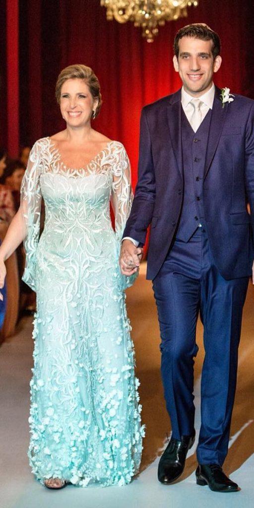 mother of the groom dresses long teal with floral appliques paulodolce