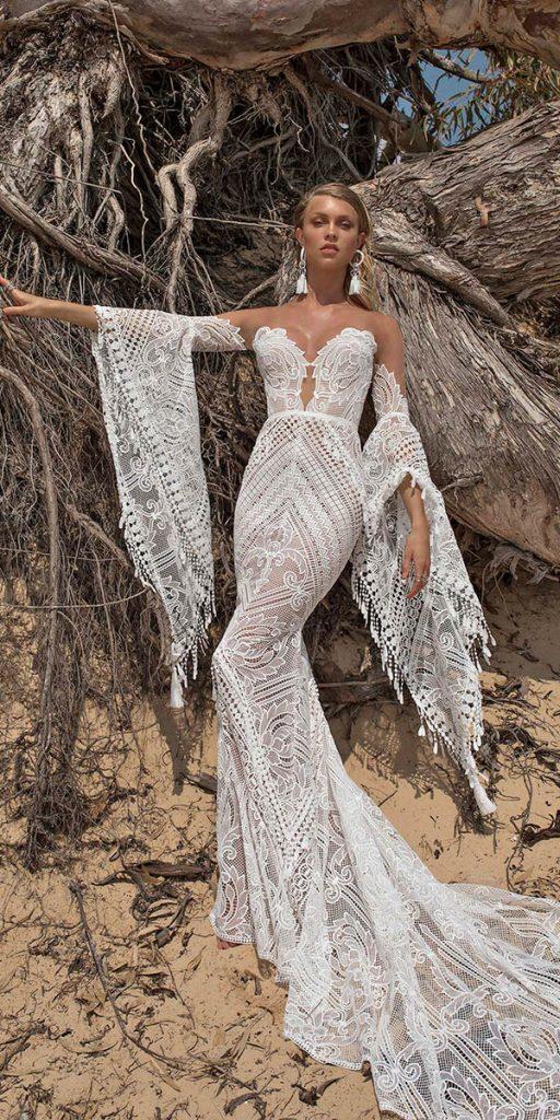 rara avis wedding dresses bohemian sheath with detached sleeves lace 2019