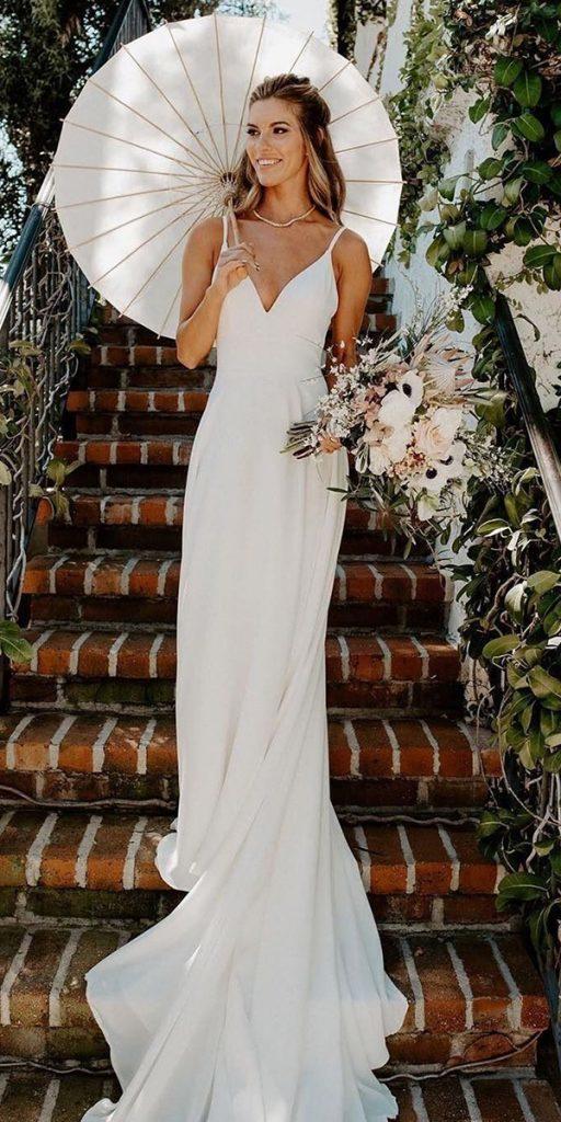rustic wedding dresses simple sheath with straps boho pinkfeatherphotography