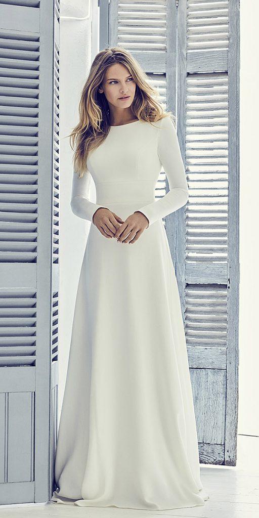  trendy wedding dresses simple a line with long sleeves similar meghan markle suzanne neville