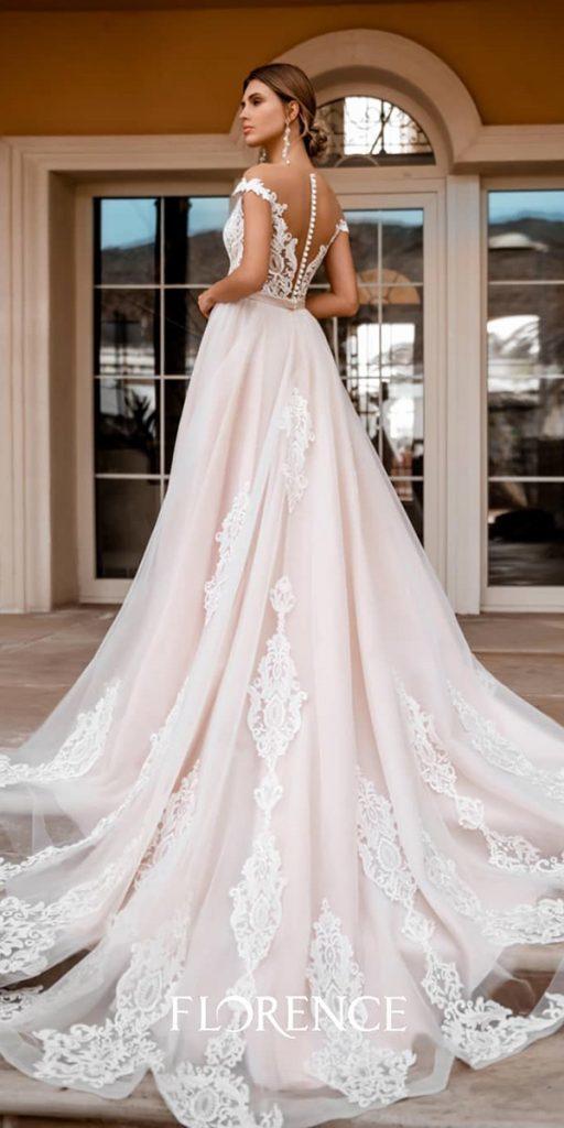  a line wedding dresses illusion back lace with buttons blush florence wedding