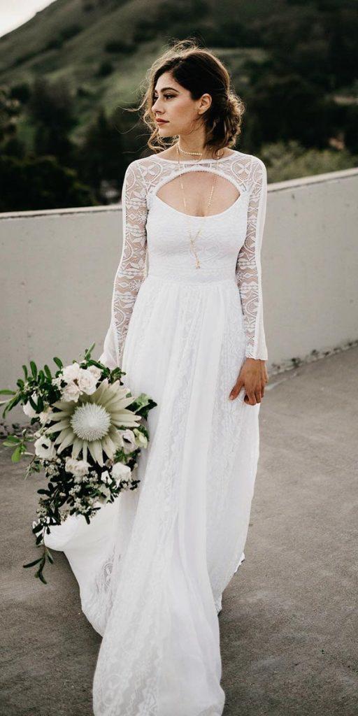 boho wedding dresses with sleeves lace open neckline wearyourlovexo