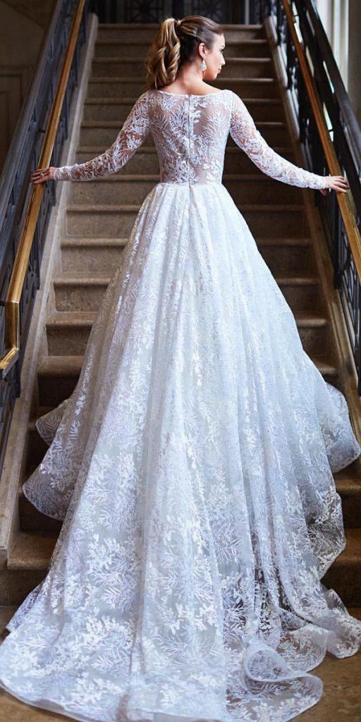 bridal gowns with sleeves ball gown full lace train lazarobridal