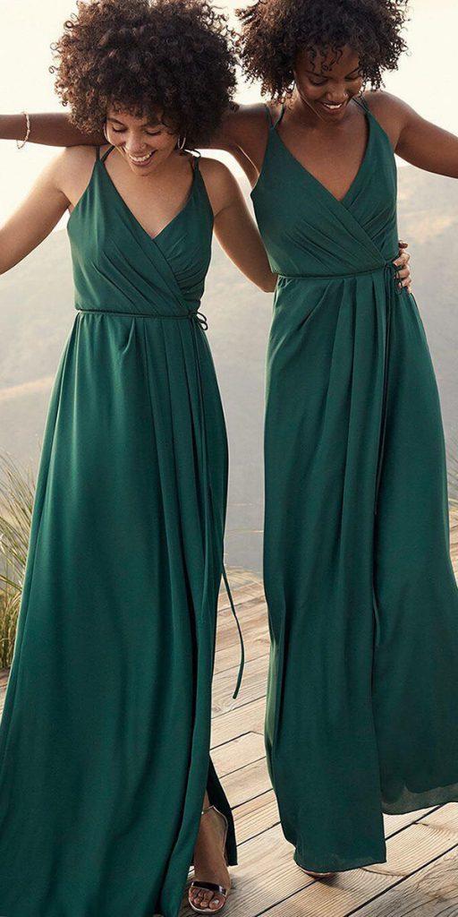  cheap bridesmaid dresses long with spaghetti straps green under 100 davidsbridal