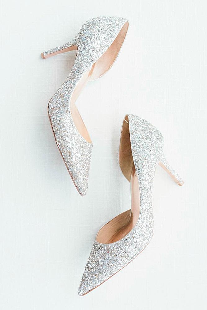  comfortable wedding shoes sequins silver with low heels badgleymischka