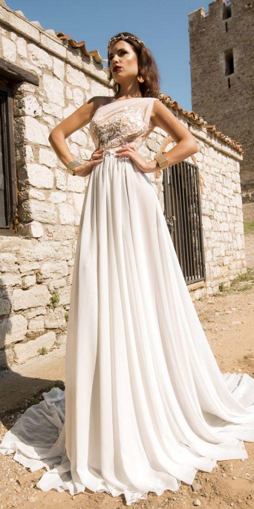 julija bridal fashion wedding dresses a line assymetric neckline floral 2019 greek style
