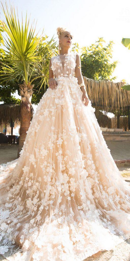 julija bridal fashion wedding dresses ball gown sleeveless with 3d floral 2019