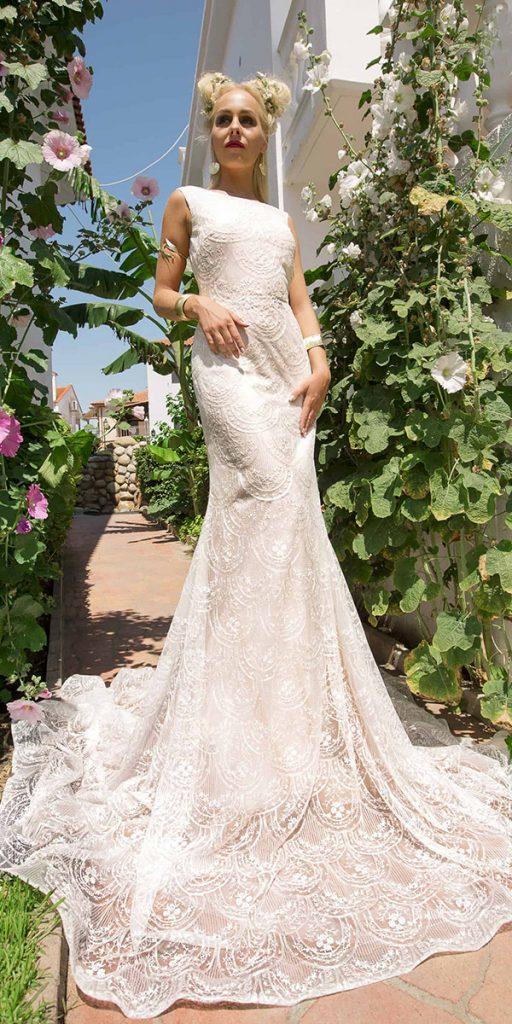 julija bridal fashion wedding dresses fit and flare sleeveless lace embellishment 2019
