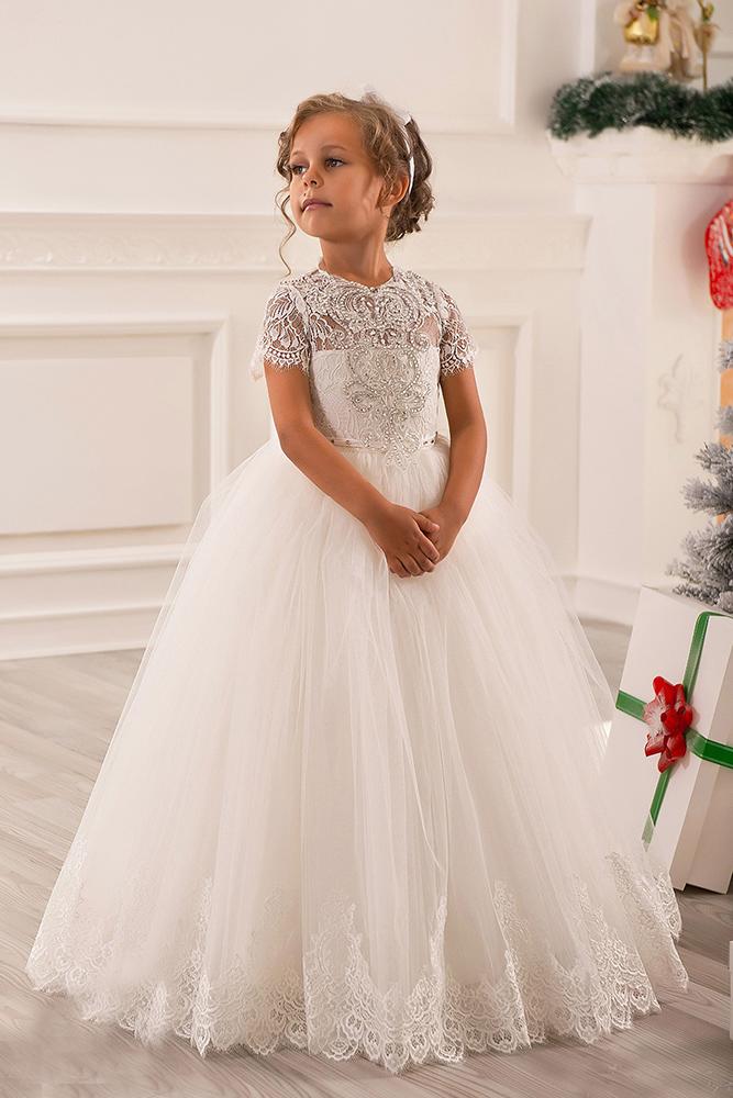  lace flower girl dresses ball gown with cap sleeves vintage kingdom boutiqueua