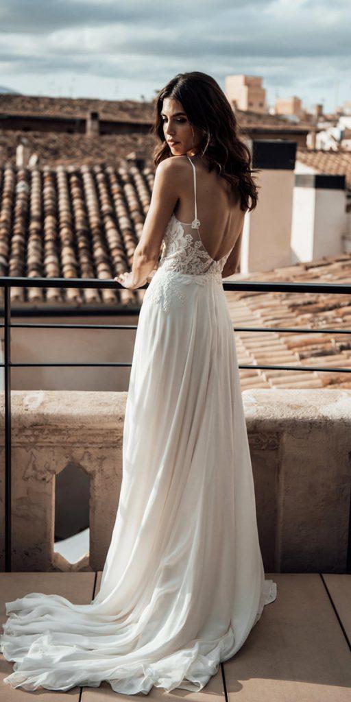 louvienne wedding dresses low back a line with spaghetti straps 2019