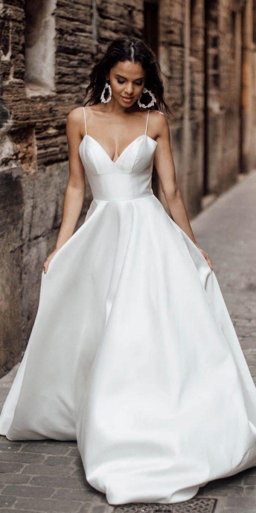louvienne wedding dresses simple a line with spaghetti straps 2019