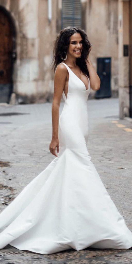 louvienne wedding dresses simple fit and flare v neckline sleveless
