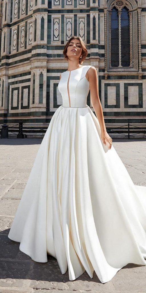 modest wedding dresses ball gown sleveless simple riccasposa