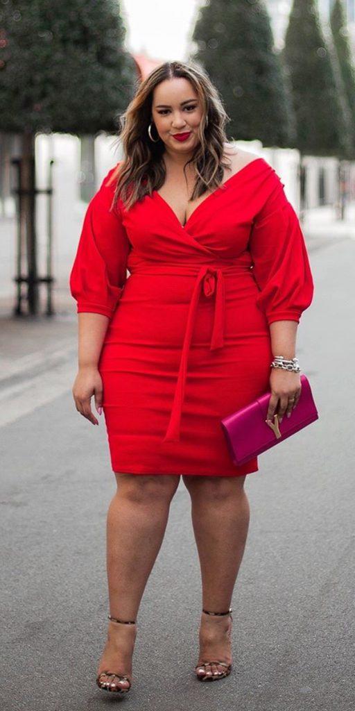 plus size mother of the bride dresses knee length with long sleeves v neckline red lane bryant