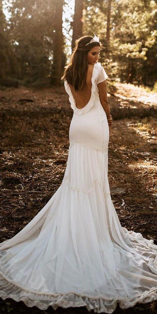 romantic bridal gowns boho simple low back with train daughtersofsimone