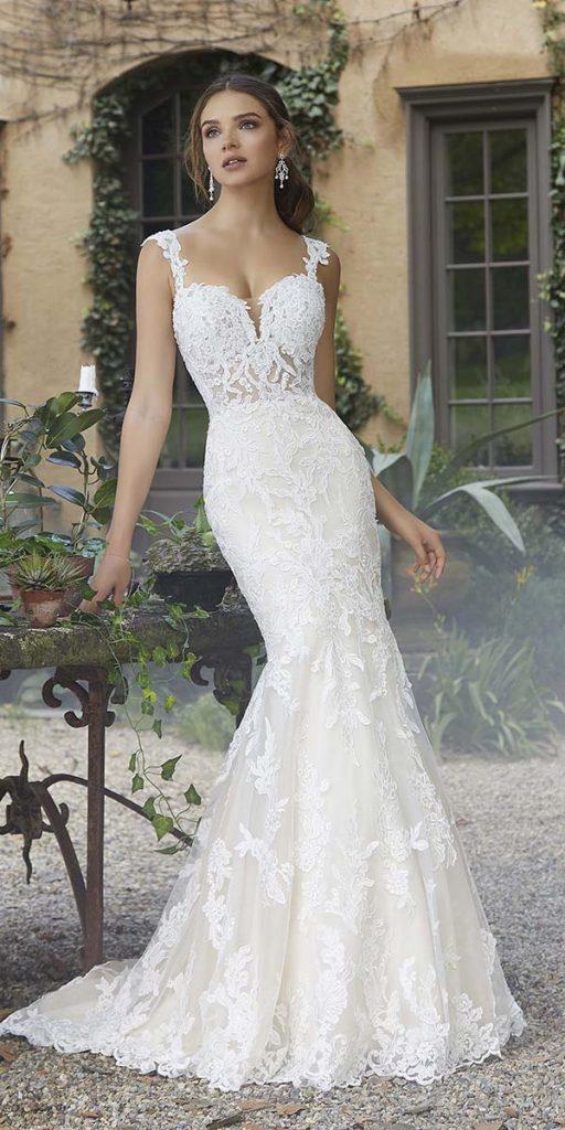  romantic bridal gowns memaid with spaghetti straps sweetheart lace mori lee