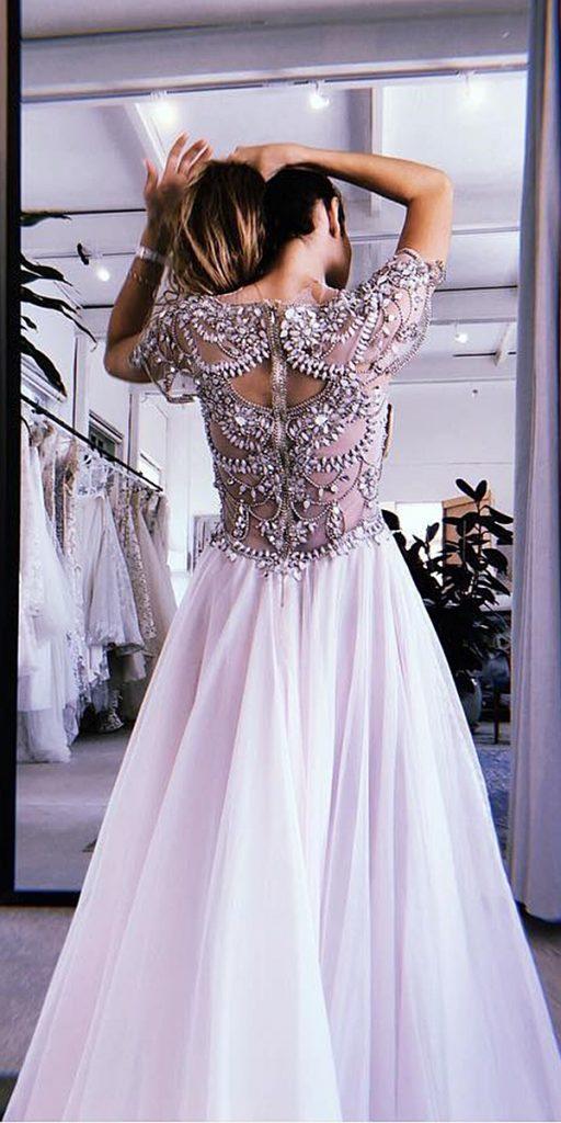 romantic bridal gowns vintage a line with cap sleeves beaded anaellehautecouture