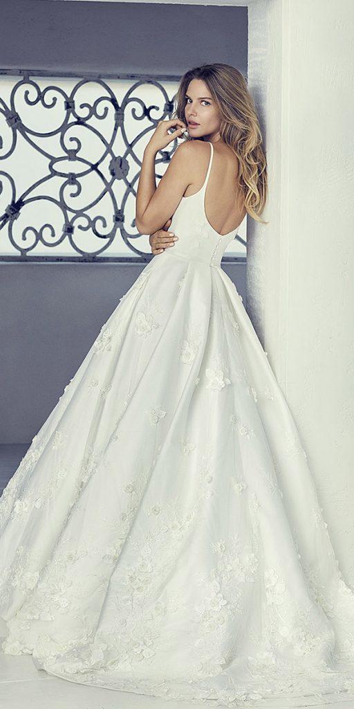 suzanne neville wedding dresses simple princess with spaghetti straps low back floral appliques