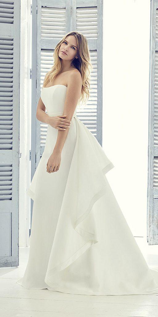 suzanne neville wedding dresses simple strapless neckline with overskirt 2019