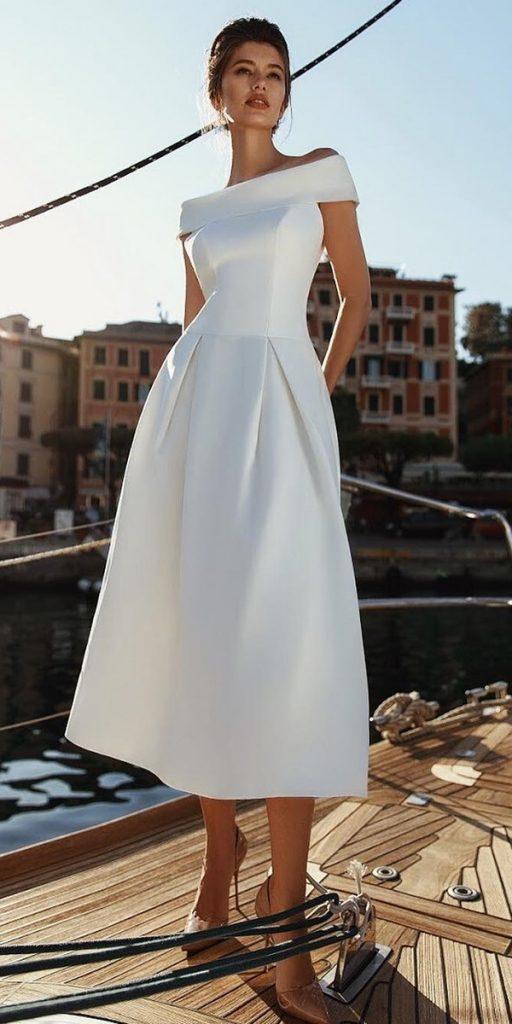 Simple floor clearance length wedding dresses