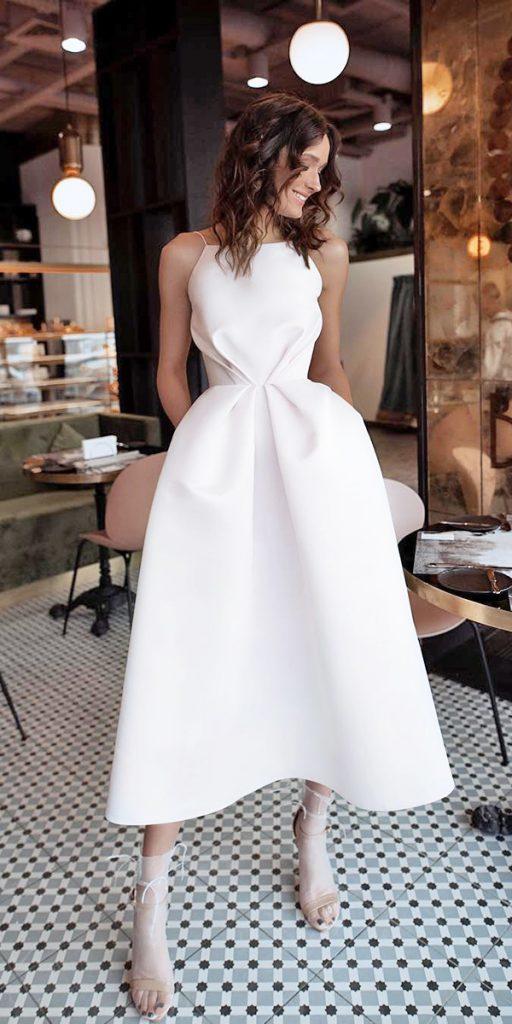 tea length wedding dresses simple with spaghetti straps ave dress