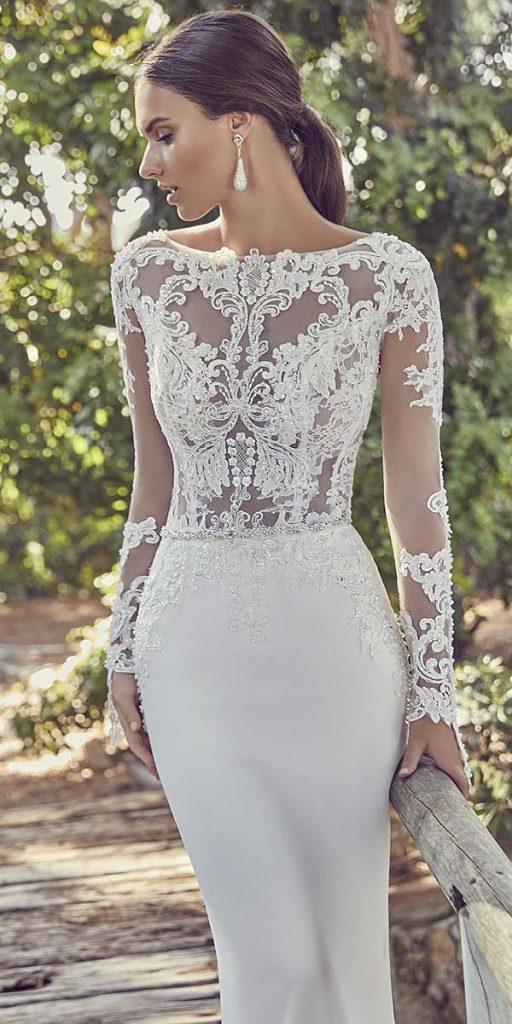 vintage lace wedding dresses trumpet with illusion long sleeves detail ronaldjoycebridal