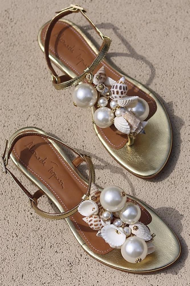 beach wedding shoes boho with pearls alamedaturquesa