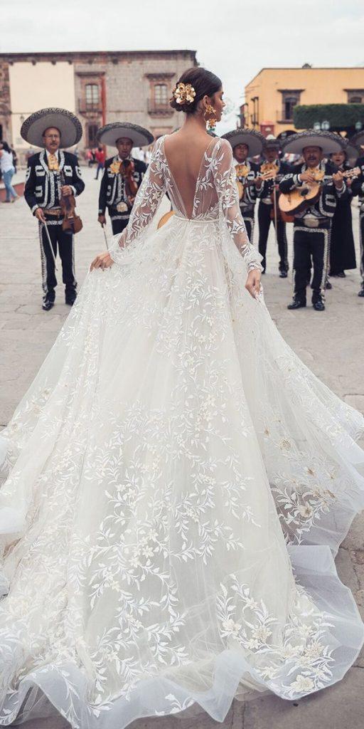 dream wedding dresses a line v back with illusion long sleeves floral julie vino