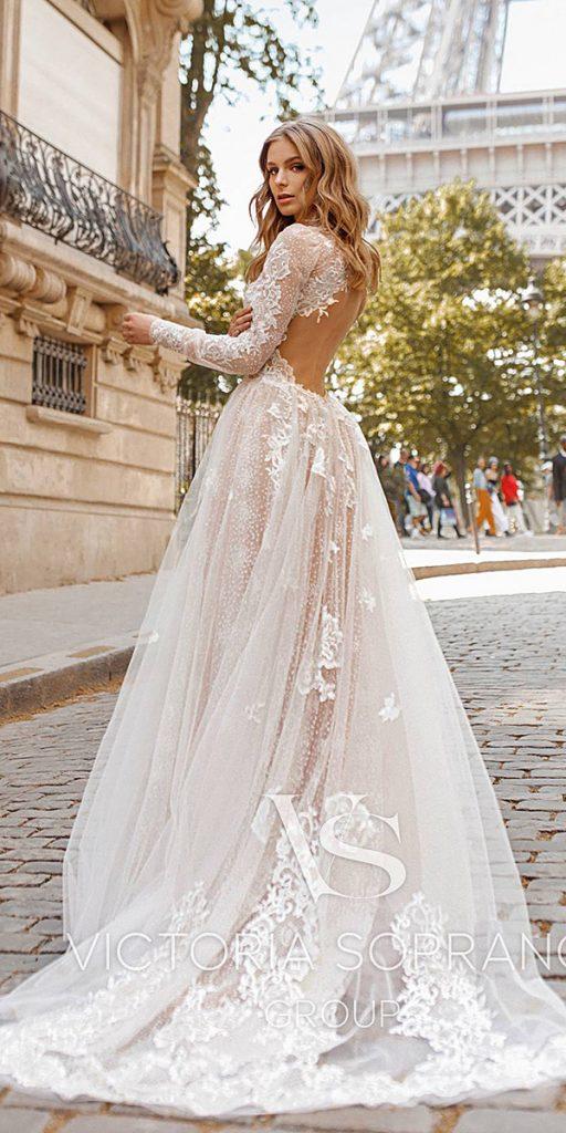  dream wedding dresses a line with long sleeves open back lace victoriasopran